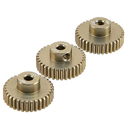 ShareGoo 7075 Aluminum Alloy 48P 3.175mm Pinion Gear Sets 32T 33T 34T 35T Motor Gears Fit 3.175mm (1/8-Inch) Shaft Compatible with HPI Losi Axial Traxxas Tamiya 1/10 RC Car,4Pack