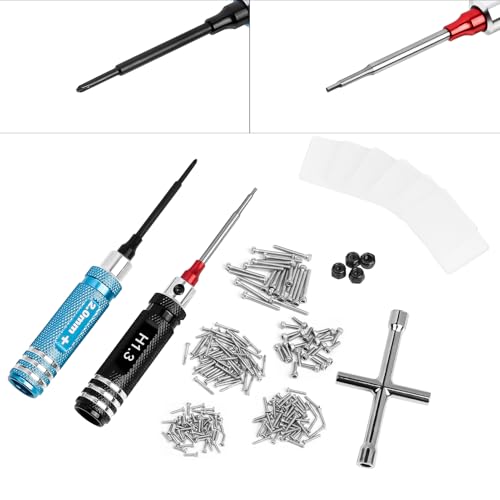 190pcs RC Screw Kit, M1/M1.4 Screws Assortment Set with Phillips Screwdriver Hex Driver RC Car Tools for Axial SCX30 RC Crawler Cars Trucks, with Organizer Storage Case
