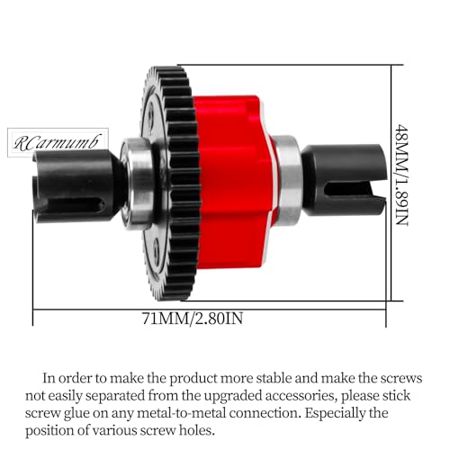 46T Upgrades Part for Sledge 1/8 Center Differential Assembly #9585,Heavy Duty Medium Carbon Steel & Aluminum Alloy RCarmumb RC Truck Replacement Upgrade,Red - color: Red(1set)