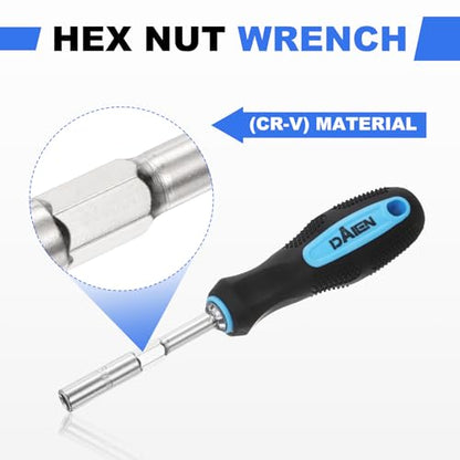 HARFINGTON Metric Nut Driver 6mm/8mm/10mm CR-V Non-Magnetic Detachable Tip Hollow Shafts Hex Socket Screwdriver with Anti-Slip Handle for Automobile Repair Bit Driver, Blue/Black - size: 6mm/8mm/10mm