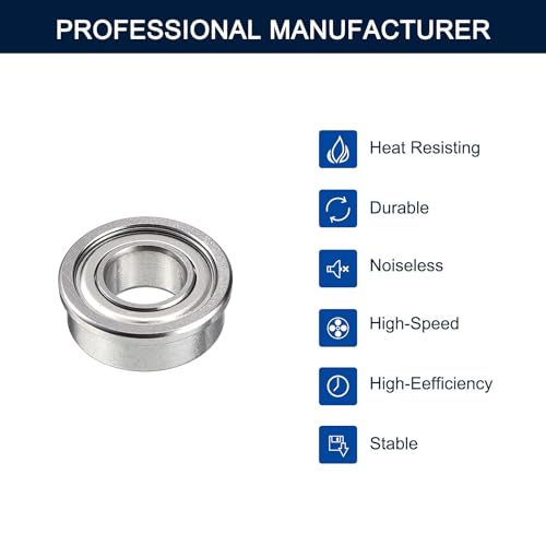 FR144ZZ Flanged Ball Bearing, ID 1/8" x OD 1/4" x Width 7/64" Miniature Bearings, Double Metal Shielded Deep Groove Bearings, Pre-Lubricated (GCr15) Chrome Steel 10pcs - size: FR144ZZ 1/8"x1/4"x7/64"