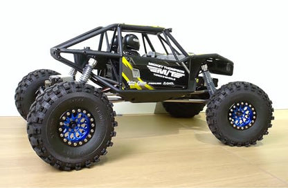 RC 1.9 Inch Beadlock Wheels Negative Offsets 8mm Rims Hex 12mm Aluminum Wheel for TRX4 TRX6 SCX10 Gen8 1/10 RC Crawler Remote Control Car Upgrades Accessories 4PCS (Blue Black) - color: Blue Black