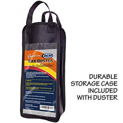 Premium Extra Large Car Duster with Durable Solid Wood Handle Includes Storage Cover - Professional Detailers Top Choice