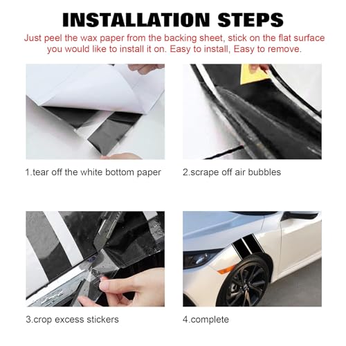 x xotic tech Fender Stripes Hash Marks KK Vinyl Decal Universal for Car Truck Sticker Racing Stripe 11"x23" (Black) - color: Black