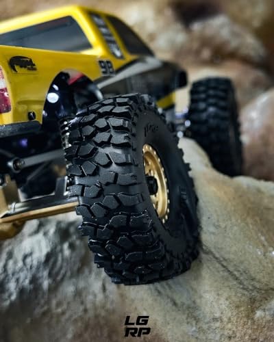 Little Guy Racing Parts Black Label M/T (63mm) 1.0 Inch Tires Compatible with 1/24 RC Axial SCX24, RGT, Element, Enduro, URUAV (4 Tires per Order), Black, 63mmx21mmR1 + Free LGRP Sticker