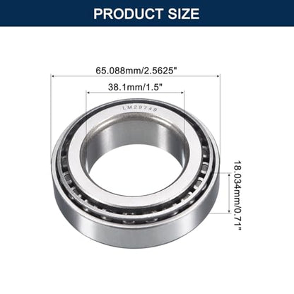 LM29749/10 Tapered Roller Bearing Cone and Cup Set | 1.5" Bore 2.5625" OD 0.71" Cup Width, Chrome Steel Taper Bearings Set, ABEC-3 - size: LM29749/LM29710