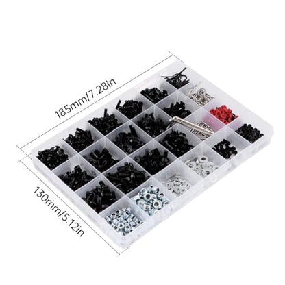 GLOBACT 1000PCS RC Screw & RC Screwdrivers Kit for 1/8-1/18 RC Car