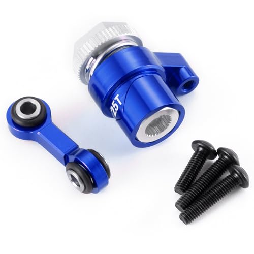 Servo Saver Arm 25T Steering Drag Link for Tra-xxas 1/16 Mini Maxx | 2S 1/10 4WD Ford GT 4-TEC 2.0 3.0 RC Car Upgrade Blue 7075 Aluminum - color: Blue