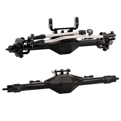 CNC Metal Front and Rear Straight Complete Axle for 1/10 Axial SCX10 II 90046 90047 RC Crawler Car New Upgrade Parts (Black) - color: Black