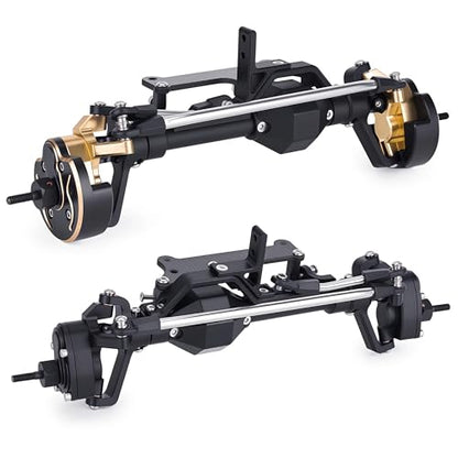 AMK Capra 1.9 Portal Axles Kit 857G, 4WS Front & Rear Axles with Isokinetic 3-Section CVD Shafts, 52° Max Steering Angle, Low CG Battery Tray for Axial Capra 1.9 UTB10 1/10 RC Crawler Upgrade (Black) - color: Black