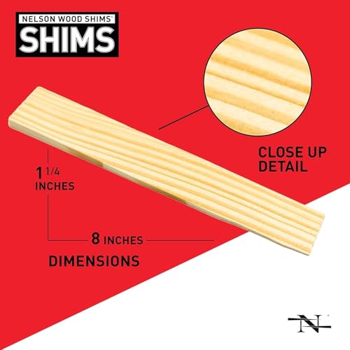 Nelson Wood Pine Shims 8" 12 Pack - Kiln Dried Wood - Case of 36 (Total 432 Shims) - style: 36-Pack