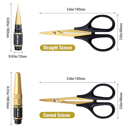 RC Body Reamer 0-14mm Hole Puncher Curved & Straight Scissors RC Car Tools Lexan Body Mounting Combo Set (3-Pack)