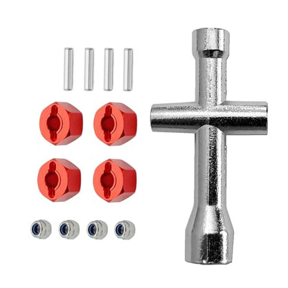 Aluminum Alloy 12mm Wheel Hex Nuts and M4 Lock Nuts Compatible with MJX Hyper Go 14301 14302 14210 16207 16209 16210 1/14 1/16 RC Car (Red) - color: Red