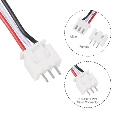 Alinan 20pcs JST-XH2.54mm 3 Pin Connector Kit, Included 10pcs Mini 3 Pin 24AWG Female Connector Plug with 150mm Cable Wire and 10pcs Micro 3Pin Male Connector Plug - color: 3Pin 24AWG 150mm Cable