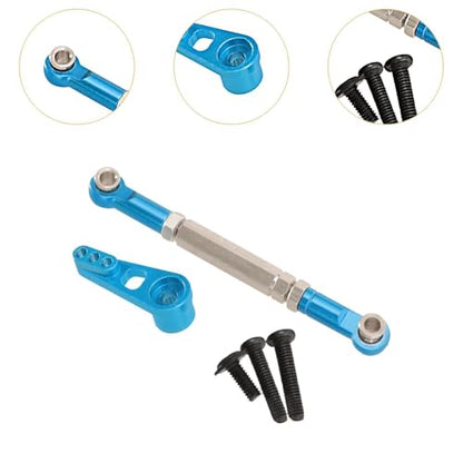 harayaa RC Car Steering Rod Adjustable Pull Rod Linkages Servo Linkage Rod Metal Front Rear Aluminum Alloy Upgrade Part for 1/10 RC Truck Accessories Suitable, Blue - color: Blue