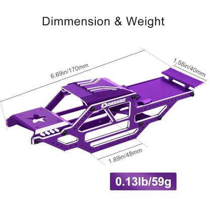 SCX24 Warthog LCG Chassis Kit, Aluminum Roll Cage Frame | 1/24 RC Crawler Buggy Scale Appearance Chassis, Compatible with Gladiator Bronco C10 JLU Models Custom Builds Upgrades - color: Purple, size: without Lettering