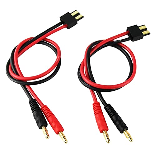 FLY RC 2pcs RC Lipo Battery Charge Cable with 4.0mm Gold Plated Banana Plug 14AWG Silicone Wire Compatible with Slash/Rustler/Stampede/Bandit/E Revo RC Car Charger Lead Lipo Battery