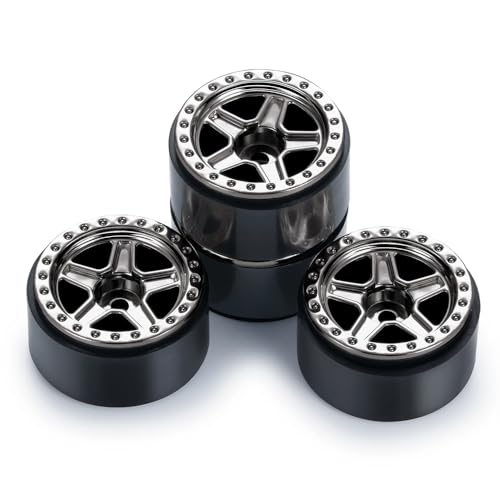 4PCS 1.0inch Wheel Rims RC Plastic 5-Spokes Beadlock Wheel Rim Hub for Axial SCX24 Deadbolt All 1/24 Scale RC Crawler Upgrade Parts Accessories (Titanium) - color: Titanium