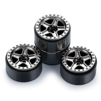 4PCS 1.0inch Wheel Rims RC Plastic 5-Spokes Beadlock Wheel Rim Hub for Axial SCX24 Deadbolt All 1/24 Scale RC Crawler Upgrade Parts Accessories (Titanium) - color: Titanium