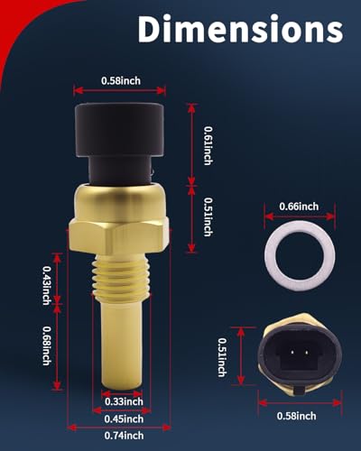 VEHICODE Engine Coolant Temperature Sensor Fit for Chevrolet, w/Connector | ECT Water Temp Sensor Compatible with Chevy Silverado Suburban Equinox Tahoe Malibu Camaro Corvette, GMC Sierra Yukon Terrain