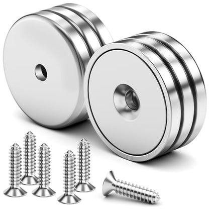 6 Pack 110 LBS Strong Magnets with Holes,Neodymium Round Cup Magnets with Screws, Rare Earth Magnet for Wall Mounting Waterproof Countersunk Hole for Kitchen Garage Holding Tools DIY Crafts - size: 6 Pack 110LBS
