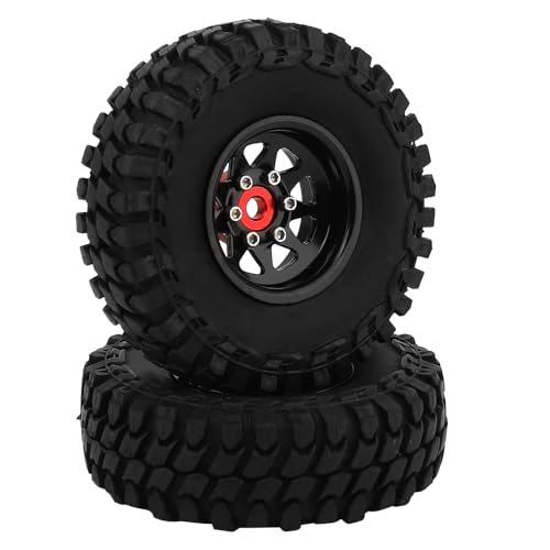1.0 Beadlock Wheel Soft Tires Set -3.78mm Offset Wheel Rims for 1/18 1/24 RC Crawler Car Axial AX24 SCX24 FMS FCX24 TRX4M (Black) - color: Black