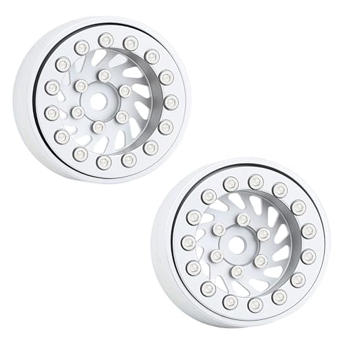 4PCS Aluminum Whirlwind-Design Deep Dish 1.0 Inch Beadlock Wheels Hubs for Axial SCX24 TRX4M FCX24 Redcat Ascent-18 HPI Venture18 Upgrades,Silver - color: Silver
