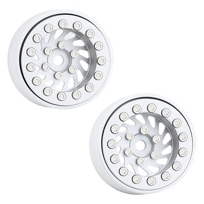 4PCS Aluminum Whirlwind-Design Deep Dish 1.0 Inch Beadlock Wheels Hubs for Axial SCX24 TRX4M FCX24 Redcat Ascent-18 HPI Venture18 Upgrades,Silver - color: Silver