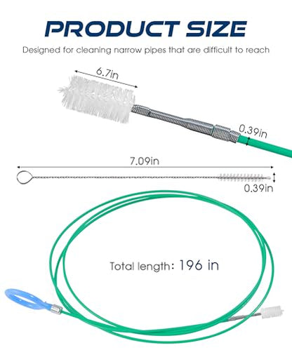Drain Cleaner,Car Accessories Sunroof Drain Cleaning Tool,Drain Brush,Extra Long Pipe Cleaners for Cars,Fit for Auto Washing,Engine Cleaning,Truck Detailing,Exterior Clean (196 Inch) - size: 196 Inch
