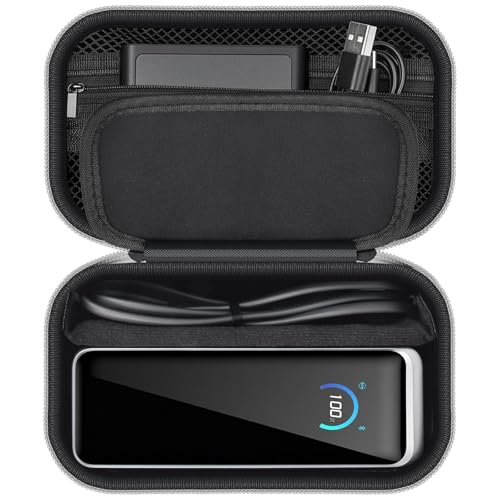 Power Bank Case for Anker Prime 26250/27650/25000/20100mAh/737,Black | Hard Fabric Shell, Splash-proof; Velcro Adjustable Divider + Mesh Zip Pocket,Handle,for Travel, Commute, Outdoor,Box Only - style: For Power Bank Only