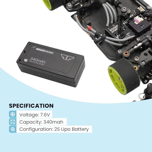 Helidirect Reflex Racing 340mah 7.6V LiHV Hardcase Battery Pack for MiniZ, Drift, 1/28, 1/24 - Remote Control Car, RC Car Upgrade Accessories (RRE012 340mah LiHv) - style: RRE012 340mah LiHv