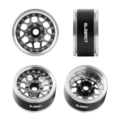GLOBACT 1.9 Beadlock Wheel Rims for TRX4 TRX6 Axial SCX10 Redcat, Titanium | Aluminum RC Wheel Hub, Adjustable 4 Offsets, 1/10 RC Crawler Upgrade - color: Titanium