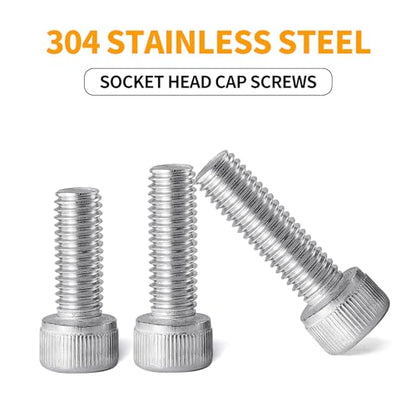 M5 x 8mm 12mm 16mm 20mm 25mm Socket Head Cap Screws Bolts, Stainless Steel 304, Metric Allen Hex Drive, Fully Threaded, Bright Finish, 50PCS - size: Hex Socket Head M5x8/12/16/20/25mm