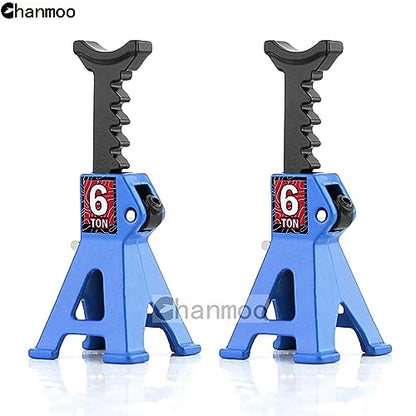 1/24 RC Toy Jack Stands 1/18 Simulation 6 Ton Metal Adjustable Mini Jacks Stand for 1:18 1:24 Scale Crawler Car Axial SCX24 Kyosho Tamiya HSP FCX24 TRX4M SCX24 AX24 Ford Bronco (Blue, 4 PCS) - color: Blue