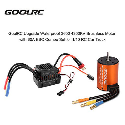 GoolRC Brushless Motor and ESC, Waterproof 3650 Series Combo, 4300KV Brushless Motor with 60A ESC Set for 1/10 RC Car, Truck, Boat Suitable for Modification Enthusiasts