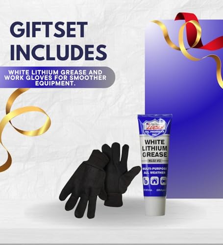 4X Lucas Oil White Lithium Grease 8oz Bundle with Work Gloves — Multi-Purpose Lubricant for Metal, Automotive, Household, and Industrial Use — Gift Set (5 Item)