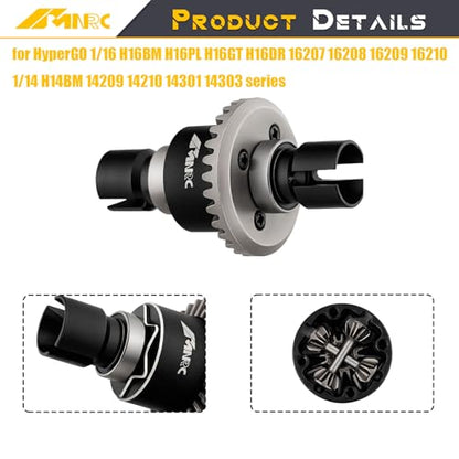 Steel 2PCS Differential Diff & Input Spur Gear Compatible with HyperGO 1/16 H16BM H16PL H16GT H16DR 16207 16208 16209 16210 1/14 14209 14210 14301 14303 Upgrades Part Black - color: Black