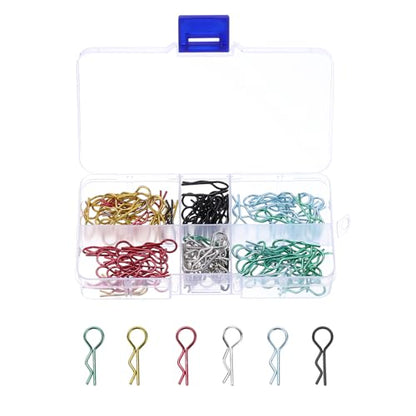 DMiotech 120Pcs Body Clips Pins with Pull Tabs, Mixed Color Universal RC Cars Parts Shell Replacement Parts for 1/8 1/10 1/12 Scale RC Car(Gold, Black, Silver, Blue, Red, Green) - color: Gold/Black/Silver/Blue/Red/Green