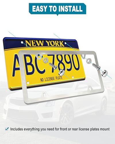 Stainless Steel License Plate Screws, M6 (1/4"), with Chrome Caps | Rustproof Car Tag Fasteners, Front Rear Mount Hardware, Machine Bolts Nuts + Self-Tapping Screws Nylon Inserts + Screwdriver - style: Self tapping & Mechanical Screws