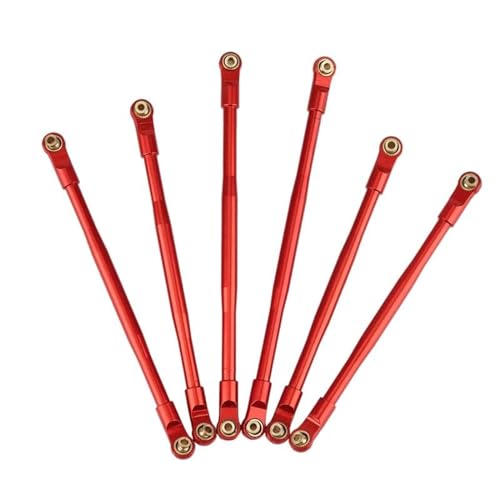 RC Tie Link Rods Compatible with AXIAL for RBX10 for Ryft 1/10 RC Crawler Upgrade Parts Accessories 6 Pcs Metal Link Rod Linkage Pull Rod Set(Red) - color: Red
