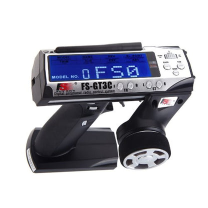 GoolRC Flysky FS-GT3C RC Transmitter 2.4Ghz 3CH LCD Remote Controller with FS-GR3E Receiver for RC Car Boat (Black) - color: Black