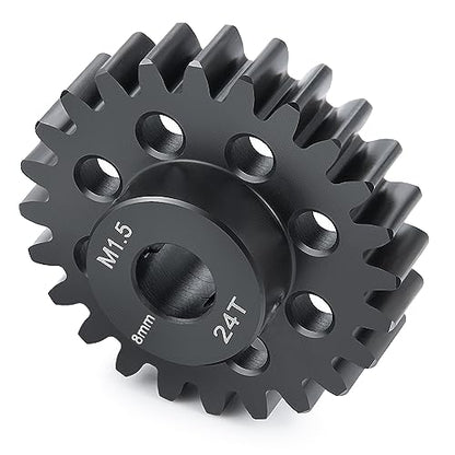 Mod 1.5 8mm Motor Gears 24T Steel Pinion Gear for 1:5 X Maxx 6S/8S | XRT 1/6 8S Monster 4WD 1/10 E-REVO Truck Upgrades - size: 24T