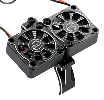 1/10 Car/Truck Aluminum Heatsink 30mm Twin Turbo Cooling Fans with Motor Mount (Black) - color: Black