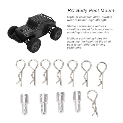 JTLB RC Body Post Mount Stable High Strength Silver Rugged RC Car Shell Column Mount for MJX 1/14 14301, 14302 RC Car, Aluminum Alloy Body Mounts with Easy Installation