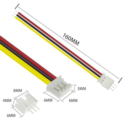 80Pcs JST 2.0 PH 3 Pin Connector Plug Set - 40 Female With 150mm Cable Wire & 40 Male Micro PH2.0mm - Mini 3 Pin Plugs - size: Jst-2.0-Ph-3Pin-40pcs