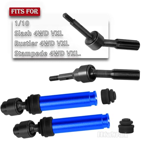Drive Shaft Axles Upgrades Part for 1/10 Slash 4X4 VXL/Rustler 4X4 VXL/Stampede 4WD VXL,RC Steel #45 Front & Rear 4Pcs Driveshafts CVD w/Hex Hops Up,Navy Blue - color: Navy Blue - (Axles)