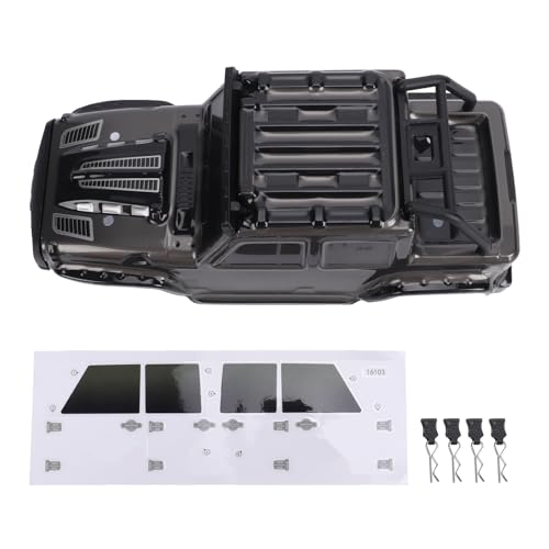 RC Car Body Shell, Polycarbonate Replacement Cover with LED Roof Lights, 27 X 10 X 9 Cm, Pressure Printed Truck Body for 1:16 Scale SCY16103PRO Off Road Racing (Gray) - color: Gray