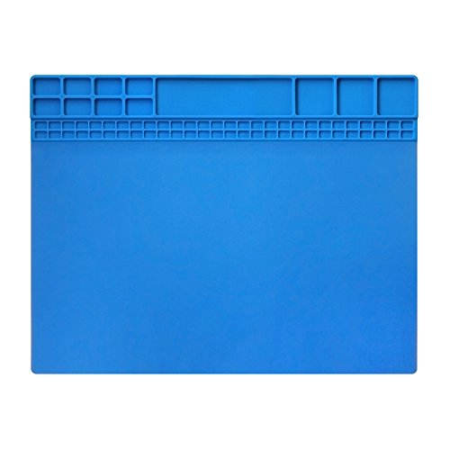 Handook Silicone Soldering Mat, Repair Mat, 16 x 12 Inch, Blue | Heat Resistant 932°F, For Cellphone, Computer, PCB Board, Watch, Electronic Repair Mat, For Soldering Station Iron Gun - color: Blue