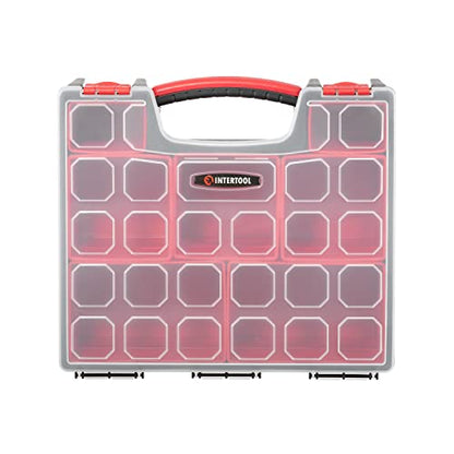 INTERTOOL Hardware Organizer with 7 Deep Removable Bins - Small Parts Storage Tool Box for Nuts, Bolts, Screws, Nails - Portable Handle Transparent Lid with Locks BX08-4032 - style: 7 Removeable Bins, Deep