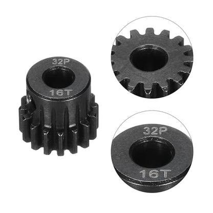 4Pcs 32P Steel Pinion Gear Set 14T 15T 16T 17T for 5mm Shaft Hardened Steel Pinion Gear with Screws and Hexagonal Wrench for RC Motor